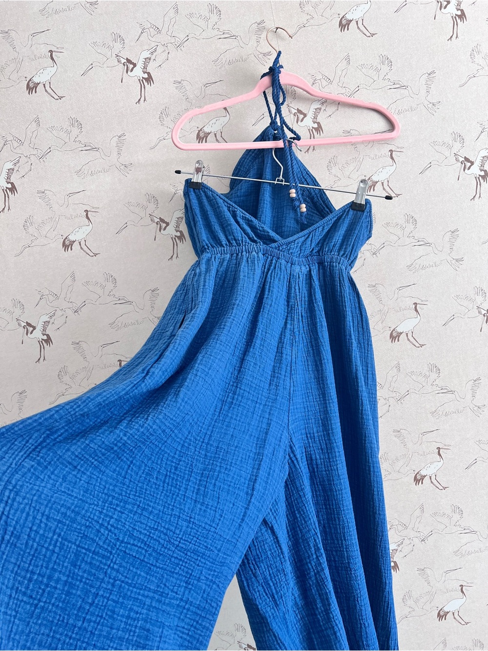 Aerie gauzy blue wide leg halter jumpsuit - Picture 5 of 7